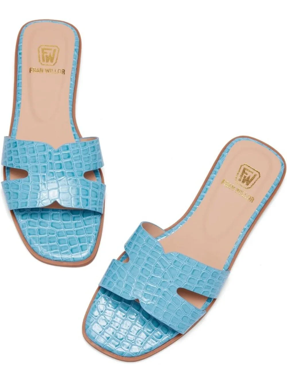 Women's Green Flat Comfortable Slides Fashion Square Open Toe Slip Beach Sandal